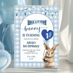 Staubblau Coquette Kleiner Hase Floral Geburtstag Einladung