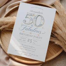 Staubblau Elegant 50 & Fantastischer Geburtstag