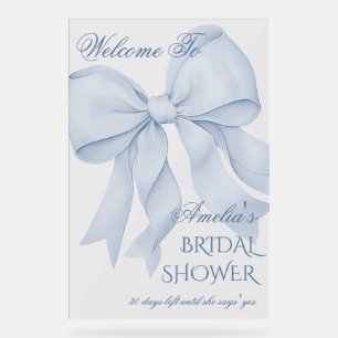 Staubblau Elegante Bogen Hochzeitsdusche Willkomme Acrylschild