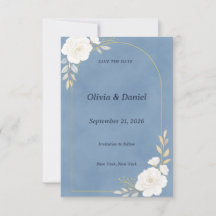 Staubblau elegante "Save the Date"-Karte