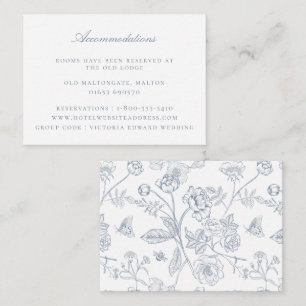 Staubblau Florale Hochzeitsunterkünfte Begleitkarte