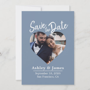 Staubblau Foto Moderne Schrift Save-the-Date Save The Date
