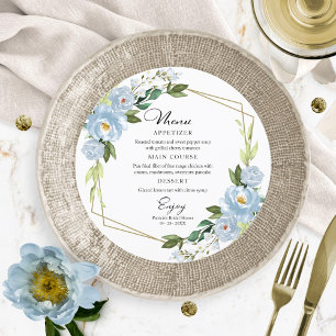 Staubblau geometrische Bridal Shower runde Speisek Einladung
