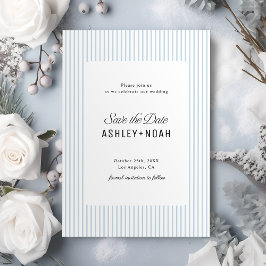 Staubblau gestreifte elegante Hochzeit Save The Date