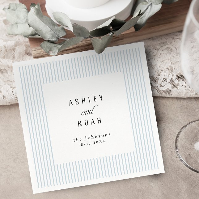 Staubblau gestreifte elegante Hochzeit Serviette (Dusty Blue Striped Elegance Classy Wedding Napkins)