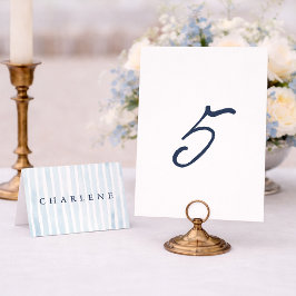 Staubblau gestreifte französische Hochzeit Tisch N Einladung