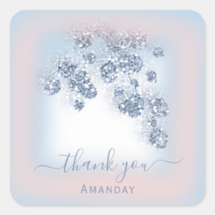 Staubblau Glitter Blumenrose Bbriddal Sweet 16th Quadratischer Aufkleber