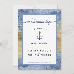 Staubblau Gold Marineblau Event Hochzeit Save The Date