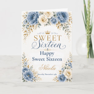 Staubblau Gold Sweet Sixteen Karte