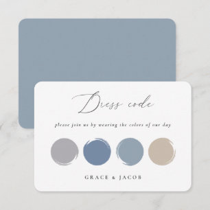 Staubblau, Grau, Beige Hochzeitsfarben-Palette Kar RSVP Karte