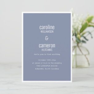 Staubblau-Grau Moderne Minimal-Typografie-Hochzeit Einladung
