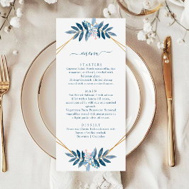 Staubblau Grün Geometrische Moderne Hochzeit Menükarte