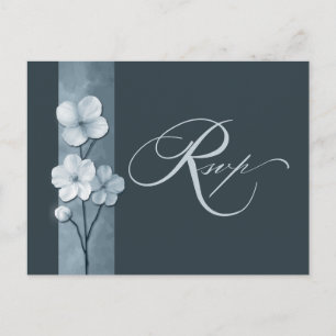 Staubblau Handgezeichnete Florale Botanische RSVP Postkarte