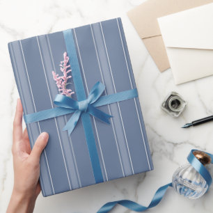 Staubblau & Hell Staubblau Streifen Geschenkpapier