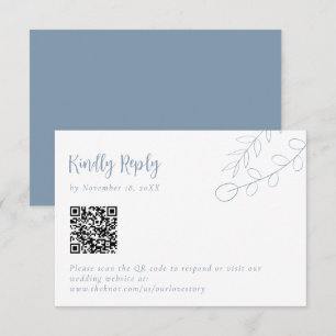 Staubblau Hochzeit Freundlich Antworten Boho QR-Co RSVP Karte
