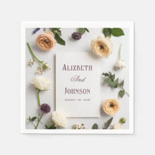 Staubblau & lila Land-Rosen Hochzeit  Serviette