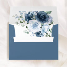Staubblau marineblaue florale Hochzeitsdrucke