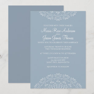 Staubblau mit weißer Mandala-Hochzeitseinladung Einladung