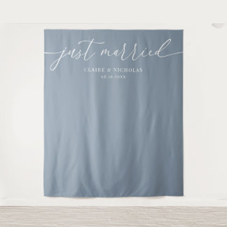 Staubblau Moderne Elegante Gerade Verheiratet Hoch Wandteppich