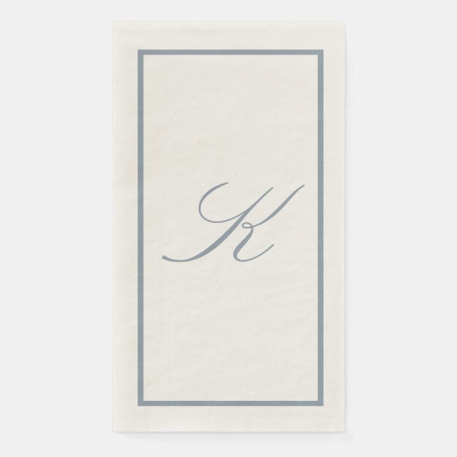 Staubblau Monogramm Anfangsbuchstabe Hochzeit Brau Serviette (Vorderseite)