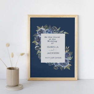 Staubblau Navy Champagner Elfenbein Hochzeit  Poster