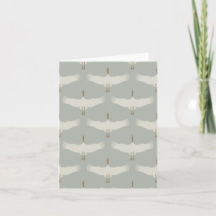 Staubblau neutrale Vögel Schwäne Art Deco Monogram Karte