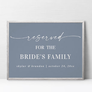 Staubblau reserviertes Hochzeitsschild für die Fam Poster