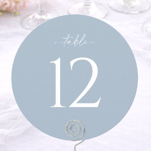 Staubblau Runde Hochzeitstischnummer Einladung