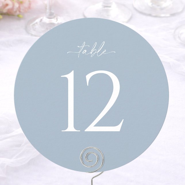 Staubblau Runde Hochzeitstischnummer Einladung (Von Creator hochgeladen)