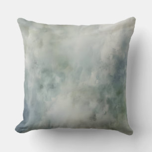 Staubblau Salbeigrün Weiß Aquarell Abstrakt Kissen