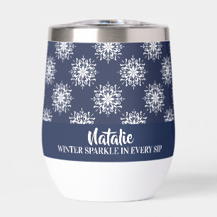 Staubblau-Schneeflocken-Weihnachtsmonogramm