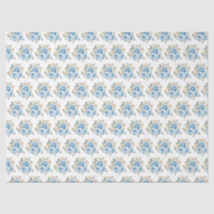 Staubblau silber elegante Blumen Seidenpapier