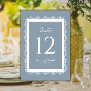Staubblau Spitze Doily Old Money Romantische Hochz Tischnummer