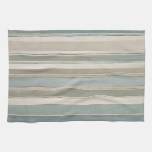 Staubblau Teal Salbei Beige Streifen Geschirrtuch