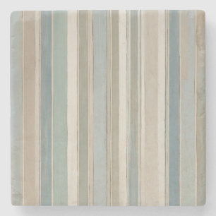 Staubblau Teal Salbei Beige Streifen Steinuntersetzer