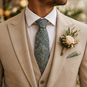 Staubblau- und Salbeigrüne Barock-Hochzeit Krawatte