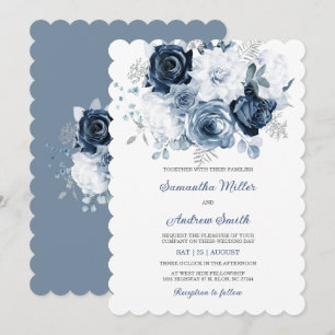 Staubblau und Silberne Hochzeitseinladung Einladung