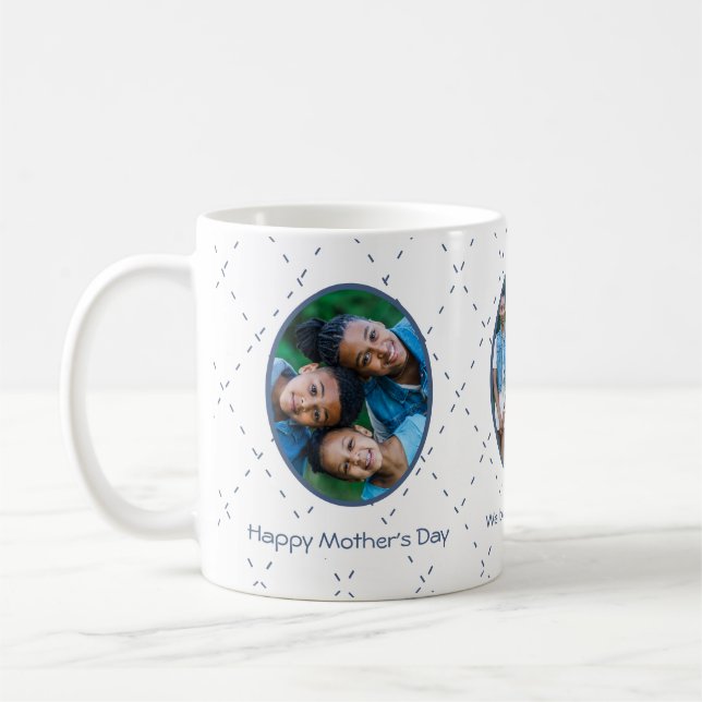 Staubblau und weißer benutzerdefinierter Text Kaffeetasse (Links)