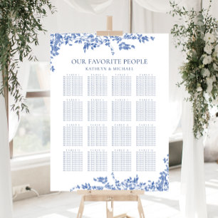 Staubblau Vintage Blumen Hochzeit 16 Tisch Sitzord Poster