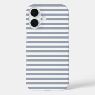 Staubblau & Weiß süß horizontal gestreift iPhone 16 Hülle