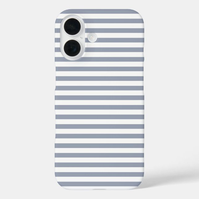 Staubblau & Weiß süß horizontal gestreift Case-Mate iPhone Hülle (Rückseite)