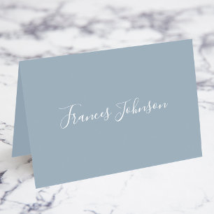 Staubblau Weiße Elegante Vollname-Platzkarten Tischnummer