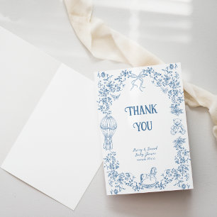 Staubblau Whimsical Blumen Baby Shower Dankeskarte