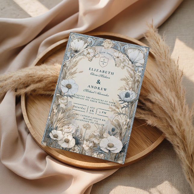 Staubblaue Anemonen-Hochzeit Einladung (Von Creator hochgeladen)