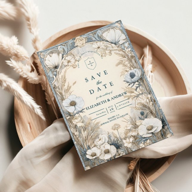 Staubblaue Anemonen-Hochzeit Save The Date (Von Creator hochgeladen)