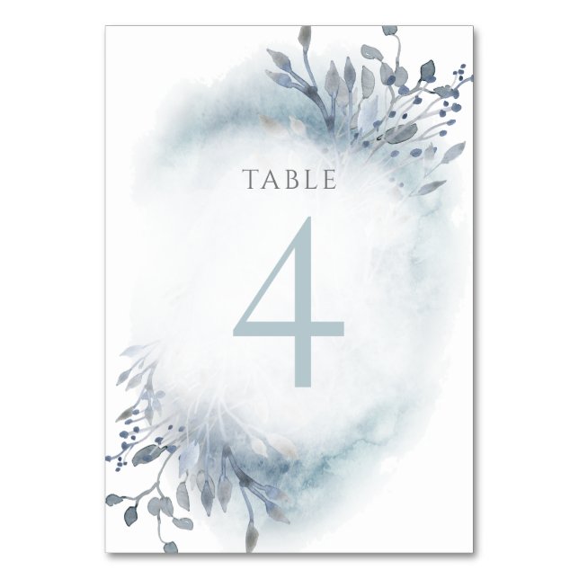 staubblaue Aquarellfarben-Blume Tischnummer 4 (Vorderseite)