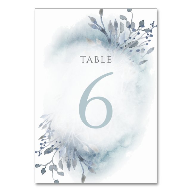 staubblaue Aquarellfarben-Blume Tischnummer 6 (Vorderseite)