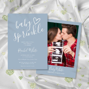 Staubblaue Baby Boy Baby Sprinkle Shower Foto Einladung