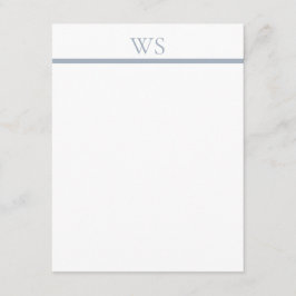Staubblaue Bar-Monogramm-Elegante-Flach-Notizkarte Mitteilungskarte