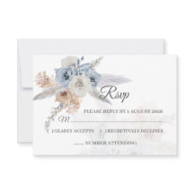 Staubblaue Beige Blumen Gold Geometrische RSVP-Kar